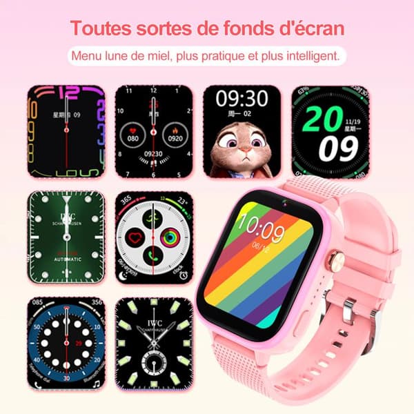 K IKIDO Smartwatch Barn, Smart klocka med SOS, Musik, Videosamtal, GPS, Magisk kamera, vattentålig, Rosa
