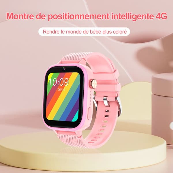 K IKIDO Smartwatch Barn, Smart klocka med SOS, Musik, Videosamtal, GPS, Magisk kamera, vattentålig, Rosa