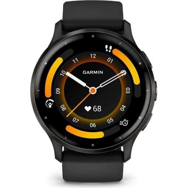 GPS Smartwatch - GARMIN - Venu 3 - WiFi - 35,4 mm (1,4) - Gråt stål, sort urkasse og sort silikonerem
