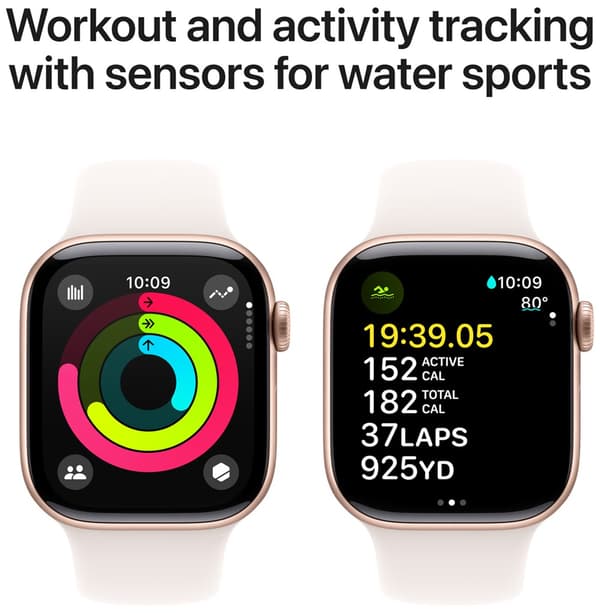 Apple Watch Series 10 GPS 46mm - Rose Gold Aluminium Case with Light Blush Sport Band - M/L