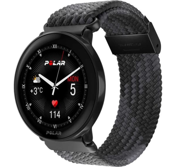 Polar klockarmband 20mm S/L, svart flätat