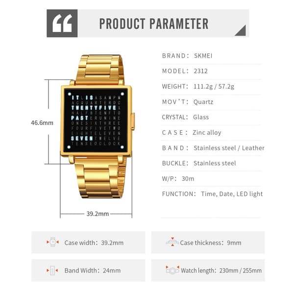 SKMEI Elektronisk Armbandsklocka Digital Klocka Datum Armbandsur - Svart Läder