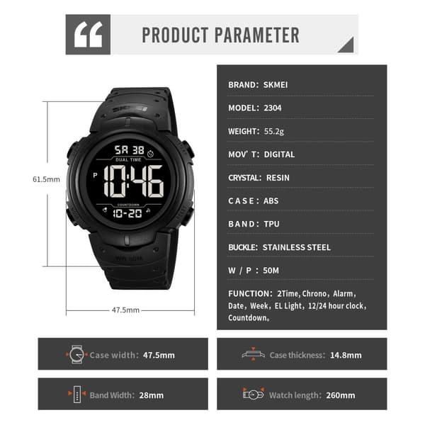 SKMEI Digital Elektronisk Armbandsklocka Klocka Dubbel Tid - Sjöblå