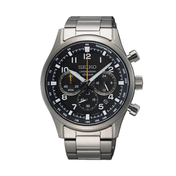 Miesten rannekellot Seiko SSB447P1 Musta Hopeinen