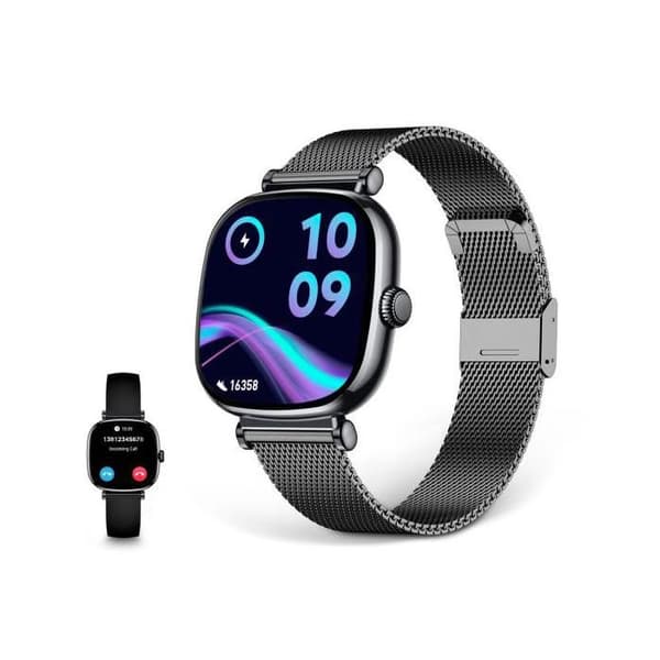 Ksix Iria Negro - Smartwatch 1.7" - 2 Armband (metall + Silikon)