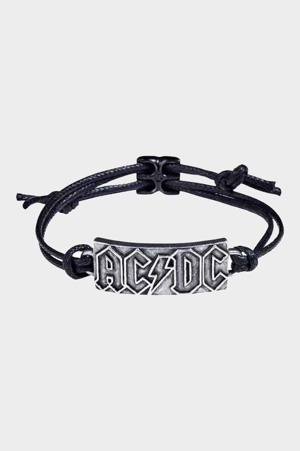 AC/DC Wristband Lightning Band Logo 3D sculpted pewter Official Black One Size
