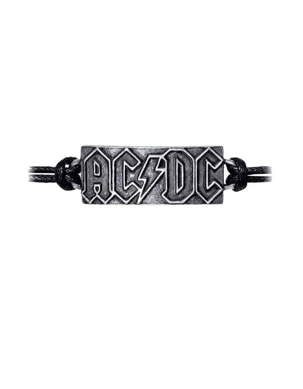 AC/DC Wristband Lightning Band Logo 3D sculpted pewter Official Black One Size