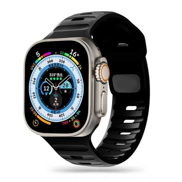 Apple Watch 42/44/45/49mm Slitstarkt Armband Titan's Grip - Svart