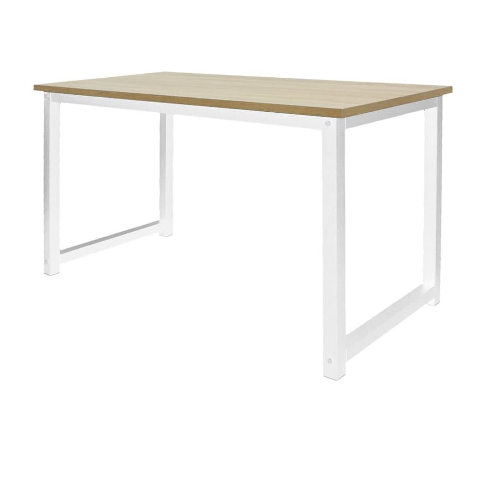 ECD Germany pöytätietokoneen pöytä 120x60x74,5 cm, valmistettu puusta tammi-valkoinen ja tukeva metallirunko kotitoimistokouluun - iso toimistopöydän
