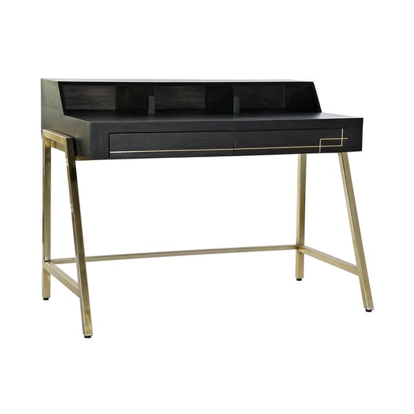 Pöytä DKD Home Decor Musta Metalli Kullattu Mangopuu (125 x 74 x 93.5 cm)