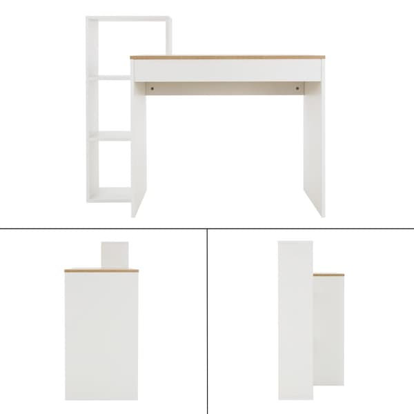 Skrivebord med hylde 110x72x40 cm Hvid/Sonoma Eg Træ ML Design