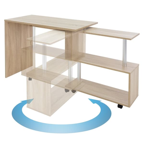 Skrivebord med fire hjul 150x88x75 cm Sonoma eg fremstillet af MDF ML-Design