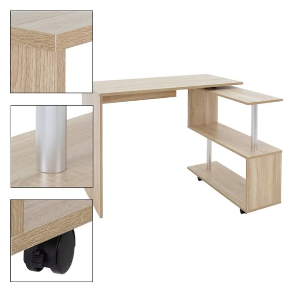 Skrivebord med fire hjul 150x88x75 cm Sonoma eg fremstillet af MDF ML-Design