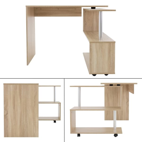 Skrivebord med fire hjul 150x88x75 cm Sonoma eg fremstillet af MDF ML-Design