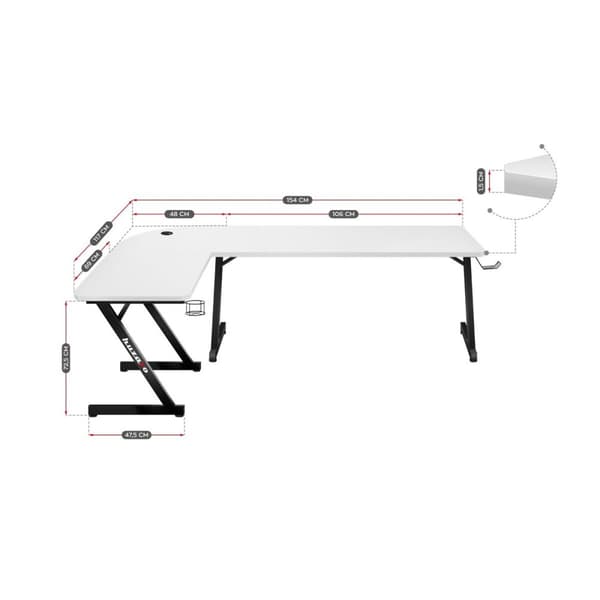 Skrivebord Gaming Huzaro HZ-Hero 7.0 Hvid Sort Kulfiber 154 x 72,5 x 117 cm