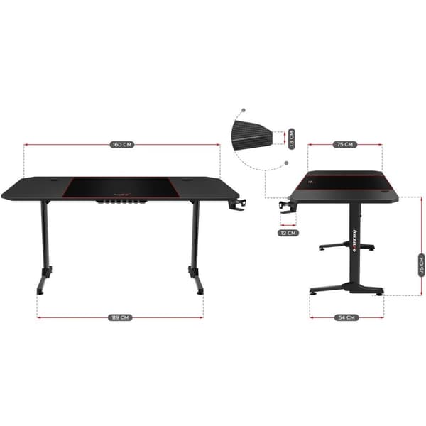 Skrivbord Gaming Huzaro HZ-Hero 4.7 Svart Trä MDF 160 x 75 cm