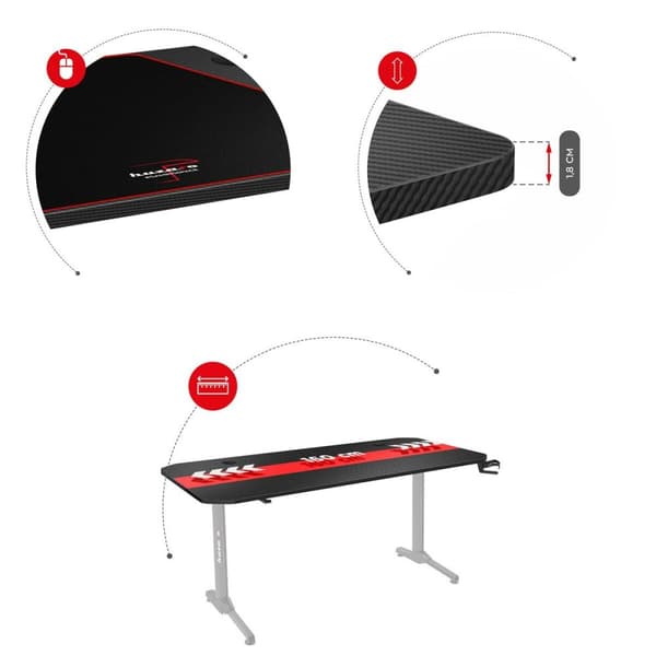 Skrivbord Gaming Huzaro HZ-Hero 4.7 Svart Trä MDF 160 x 75 cm