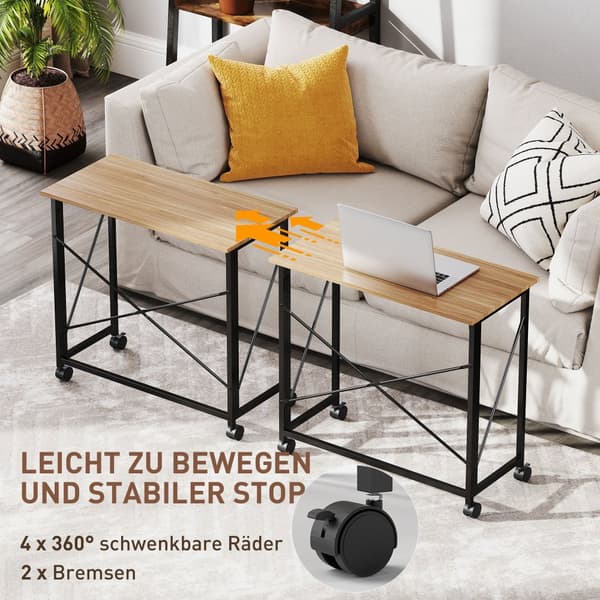 Hopfällbart skrivbord, 80x40x75 cm, Ek