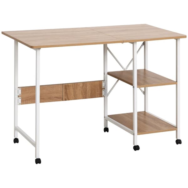 Hopfällbart Bord, 107x55x76 cm, Vit+Natur