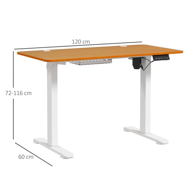 Justerbar Stående Skrivebord, 120x60 cm, Naturtræ