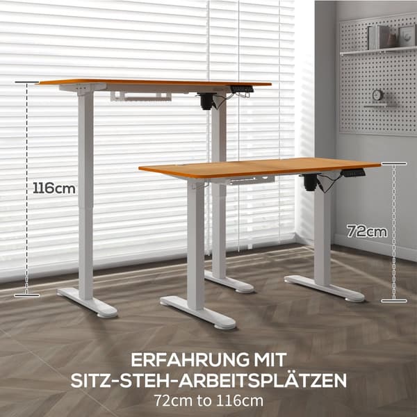 Justerbar Stående Skrivebord, 120x60 cm, Naturtræ