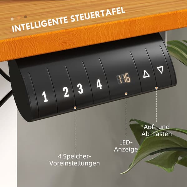 Justerbar Stående Skrivebord, 120x60 cm, Naturtræ