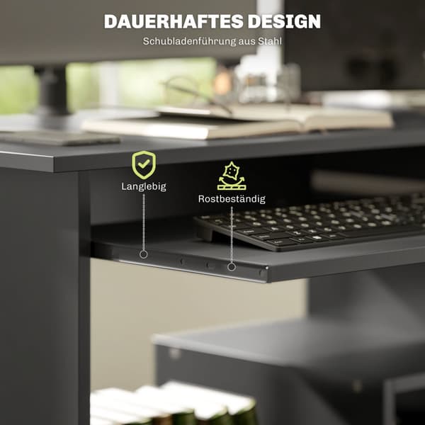 Computerskrivebord, 80x45x75 cm, Sort