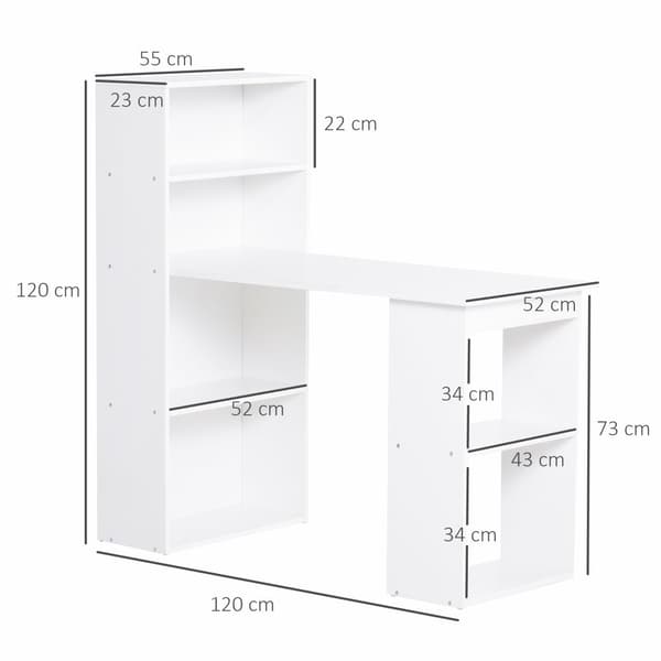 Skrivebord, 120x55 cm, Hvid