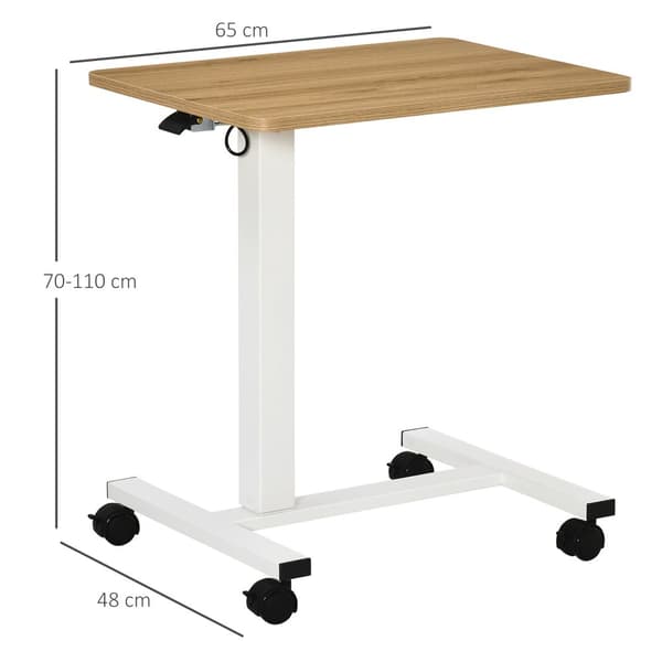 Stående Skrivebord, 65x48x70-110 cm, Naturlig Hvid