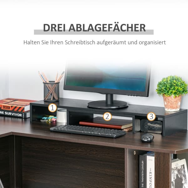 Monitorstand, 80-117x23.5x10 cm, Sort