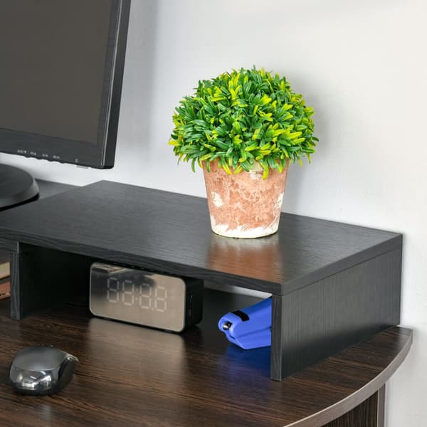 Monitorstand, 80-117x23.5x10 cm, Sort
