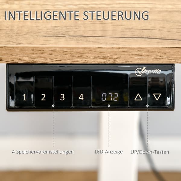 Datorbord, 140x70x72-116 cm, Naturlig Vit