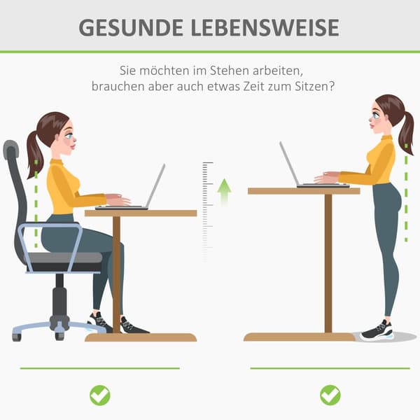 Datorbord, 140x70x72-116 cm, Naturlig Vit
