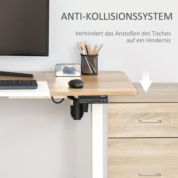 Datorbord, 140x70x72-116 cm, Naturlig Vit