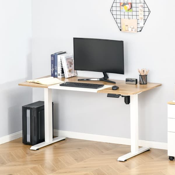 Datorbord, 140x70x72-116 cm, Naturlig Vit