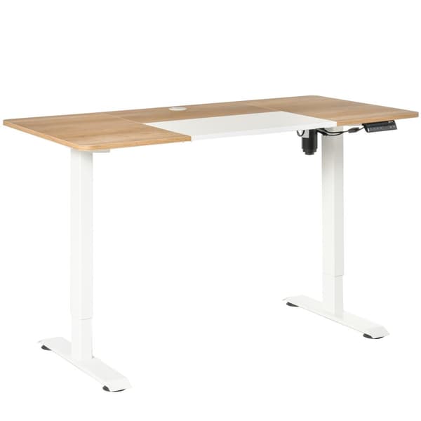 Datorbord, 140x70x72-116 cm, Naturlig Vit