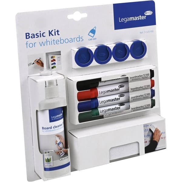 Legamaster basic Kit for Whiteboards 7-125100 Whiteboardmarker Svart, Blå, Röd, Grön inkl.tavelsudd, rengöring, magnete