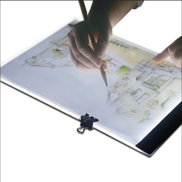 Tegnebrett med LED - lys underfra i A4