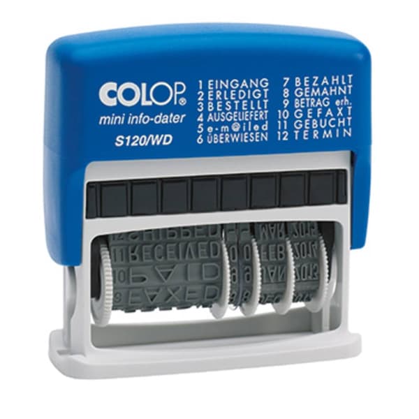 Colop mini info-dater S120/WD Datumstämpel 47 x 4 mm (b x h) Blå, Grå