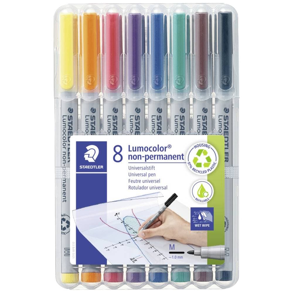 Staedtler Fiberspetspenna Lumocolor M non-permanent 315 315 WP8 Blå, Brun, Gul, Grön, Orange, Röd, Svart, Violett