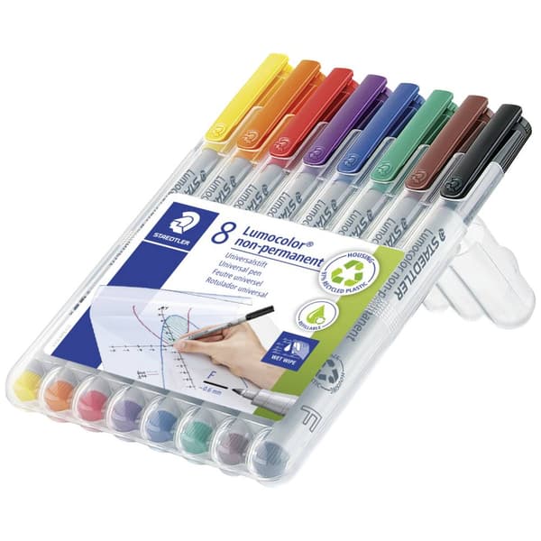 Staedtler Fiberspetspenna Lumocolor® Blå, Brun, Gul, Grön, Orange, Röd, Svart, Violett 316 WP8