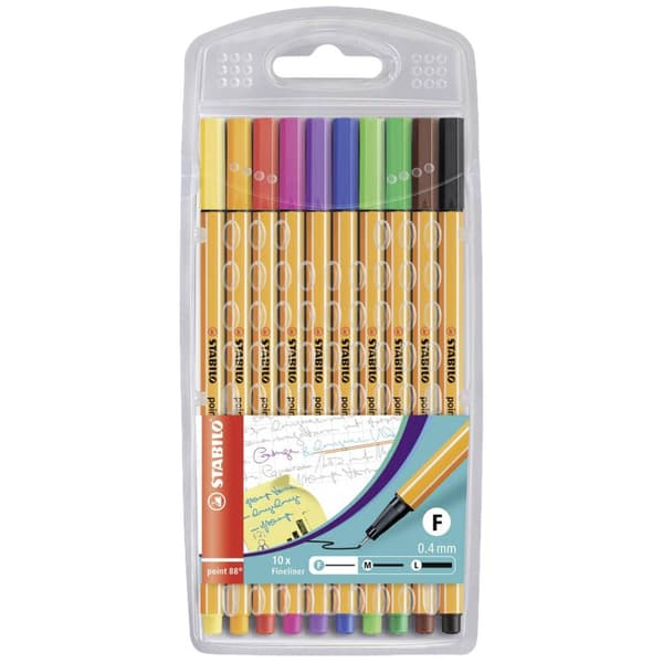 STABILO point 88 8810 Fineliner Röd, Blå, Grön, Svart, Gul, Orange, Violett, Rosa, Ljusgrön, Brun 0.4 mm 10 st