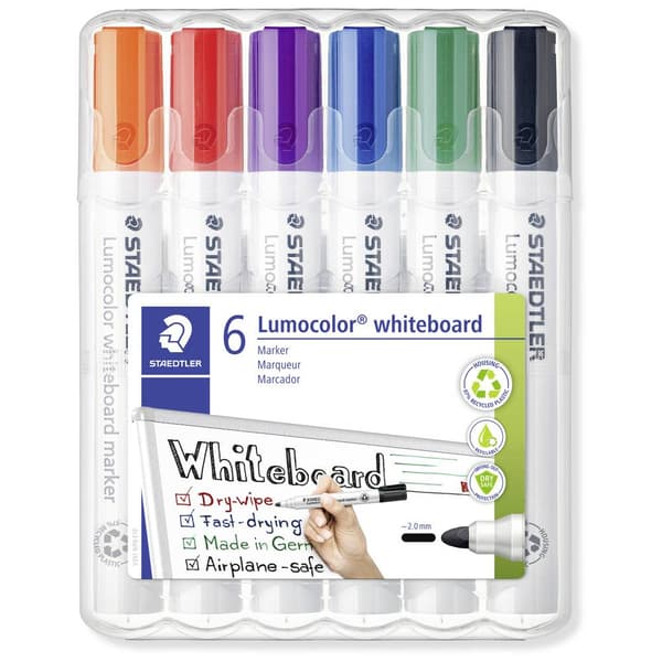 Staedtler Lumocolor 351 351 WP6 Whiteboardmarker Röd, Blå, Grön, Svart, Orange, Violett 6 st