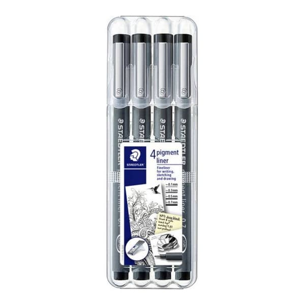 Staedtler pigment Liner svart 4-pack