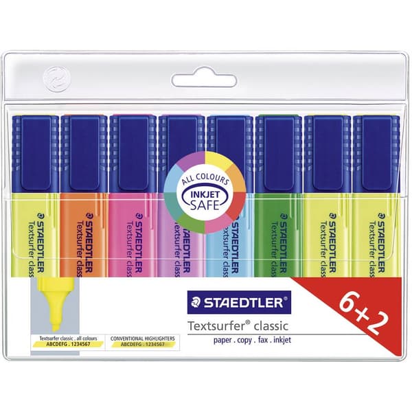 Staedtler Textmarker Textsurfer® classic 364 A WP8 Gul, Röd, Rosa, Blå, Turkos, Orange, Grön, Violett 1 mm, 5 mm 8 st