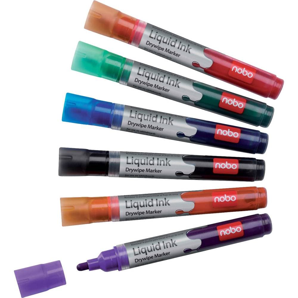 nobo Whiteboardpenna Liquid Ink Boardmarker Svart, Röd, Grön, Blå, Orange, Violett 1901419 6 st/pack