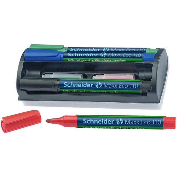 Schneider 111098 MAXX Eco 115 Whiteboardmarker Sæt Sort, Rød, Blå , Grøn