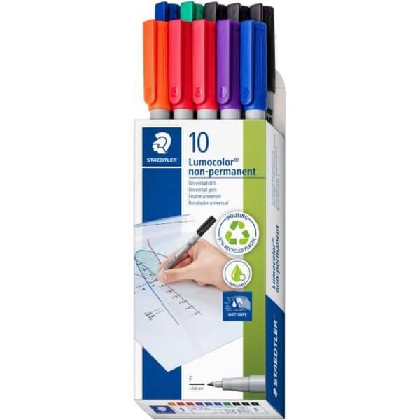 Staedtler Fiberspetspenna Lumocolor® non-permanent pen 316 Röd, Blå, Grön, Svart, Orange, Lila 316 B10