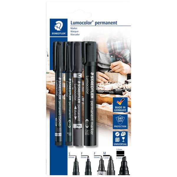 Staedtler Lumocolor 60 BK Permanent bläckpenna Svart vattensäker: Ja