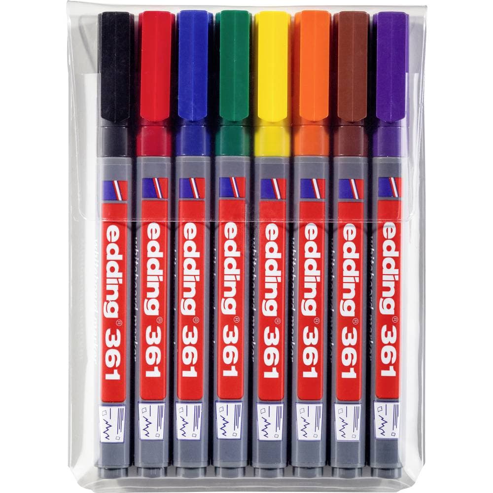 Edding Whiteboardpenna e-361/8 Blå, Brun, Gul, Grön, Orange, Röd, Svart, Violett 4-361-8 8 st/pack